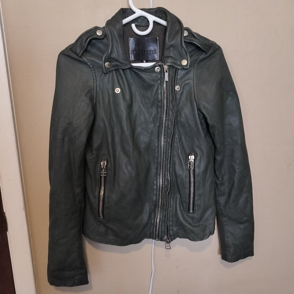 Forest Green Goosecraft Sheep Leather Jacket, Size S